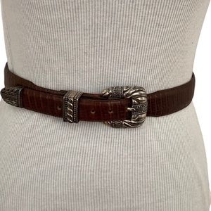 Onyx Womens Embossed Brown Leather Western Belt Size 28